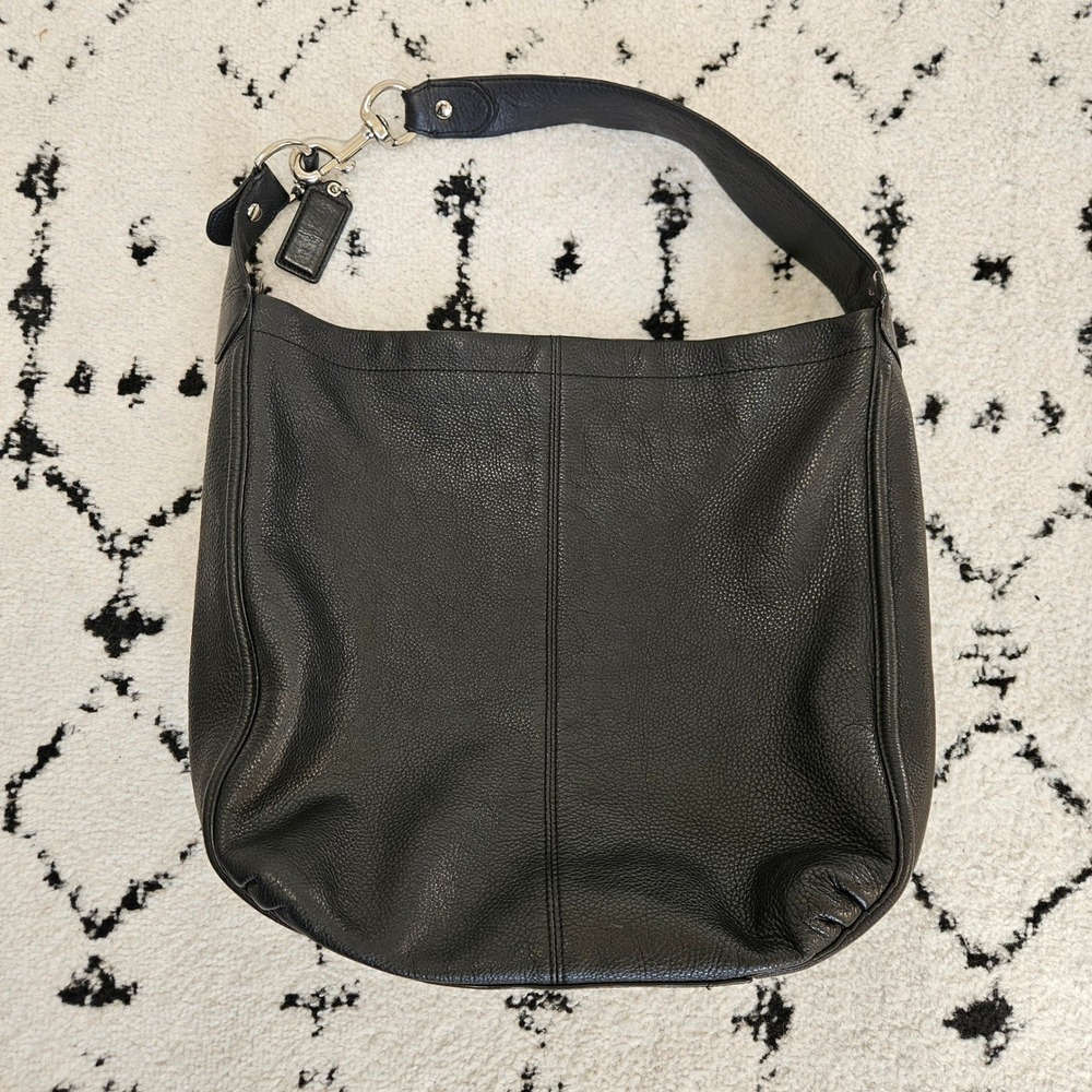Coach Avery Hobo Shoulder Bag Black Pebbled Leather Large - Picture 3 of 9